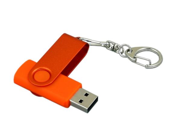 USB 2.0- флешка промо на 32 Гб с поворотным механизмом и однотонным металлическим клипом