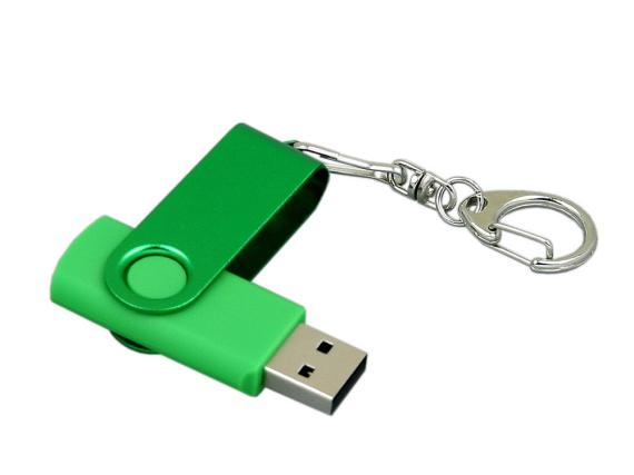 USB 2.0- флешка промо на 64 Гб с поворотным механизмом и однотонным металлическим клипом