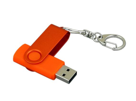 USB 3.0- флешка промо на 64 Гб с поворотным механизмом и однотонным металлическим клипом