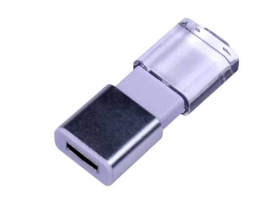 USB 2.0- флешка промо на 16 Гб прямоугольной формы, выдвижной механизм