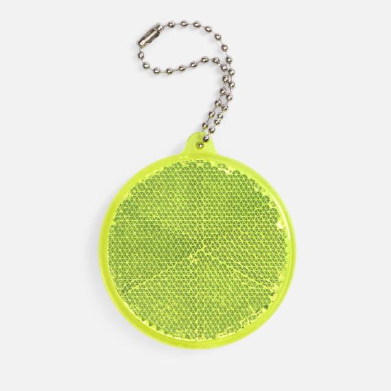 Пешеходный светоотражатель с цепочкой «Круг», неон-желтый