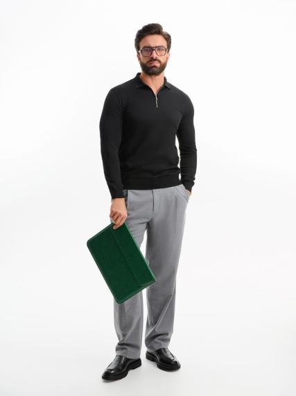 Рубашка поло мужская с длинным рукавом Terrazzo, черная, размер L/XL