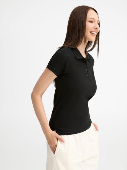 Рубашка поло женская People 210 черная, размер L