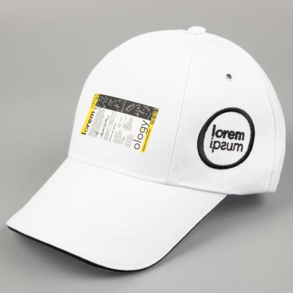 Бейсболка Canopy, белая с темно-синим кантом