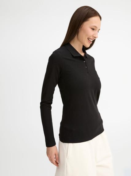 Рубашка поло женская с длинным рукавом Perfect LSL Women черная, размер S