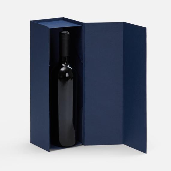 Коробка складная под бутылку Color Jacket Fold, темно-синяя