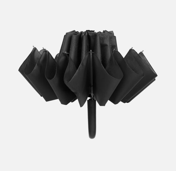 Зонт обратного сложения inLoop с ручкой-карабином, черный