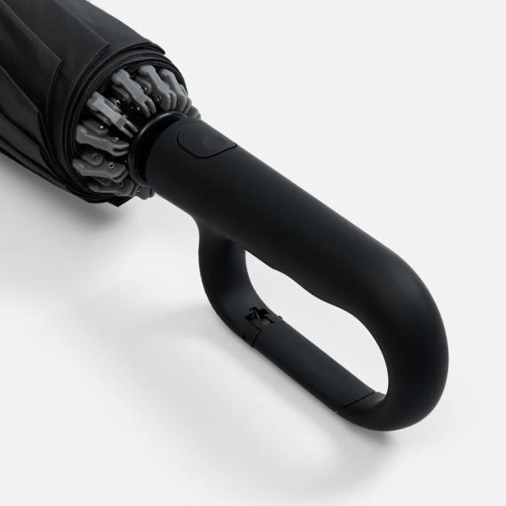 Зонт обратного сложения inLoop с ручкой-карабином, черный