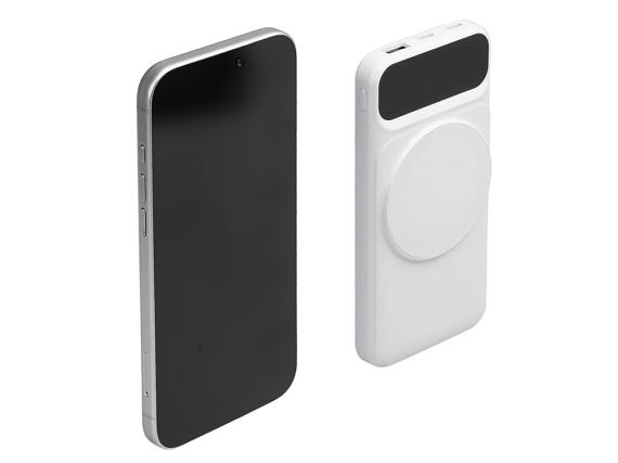 Магнитный беспроводной внешний аккумулятор со встроенными кабелями «Мэни», 10000 мАч