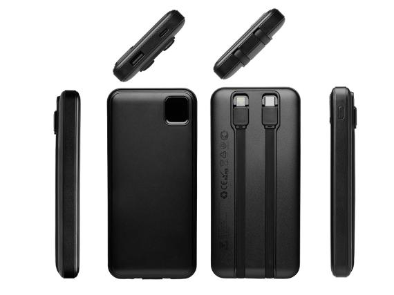 Внешний аккумулятор со встроенными кабелями «Фрэйм», 10000мач