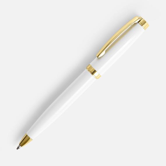 Ручка шариковая Letra Gold, глянцевая, белая