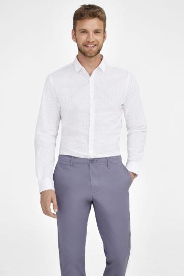 Рубашка мужская Becker Men, темно-синяя с белым, размер XL